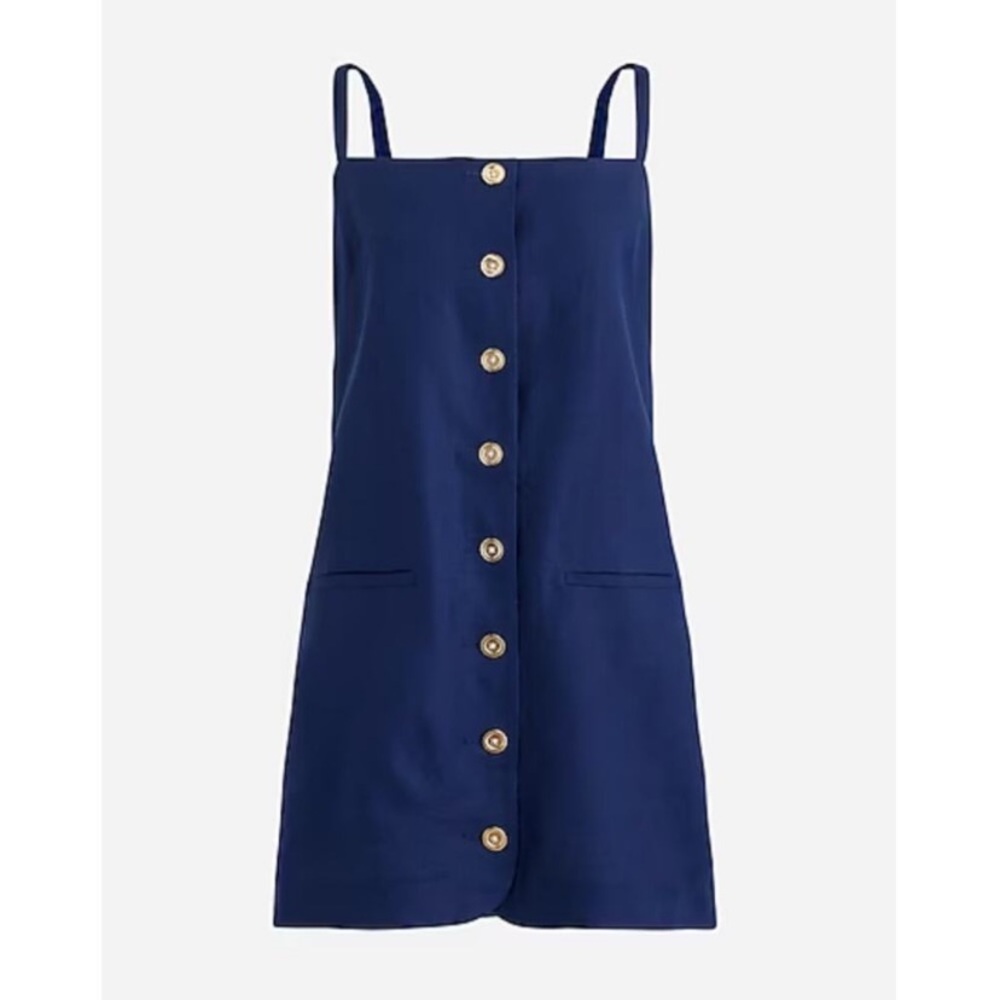 J. Crew Navy Blue Button-Front Mini Dress